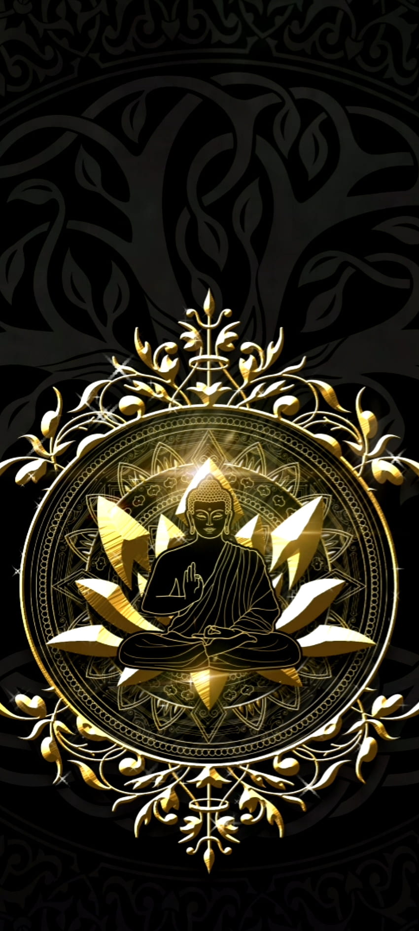 Golden buddha, gold, symbol, Black, Good HD phone wallpaper