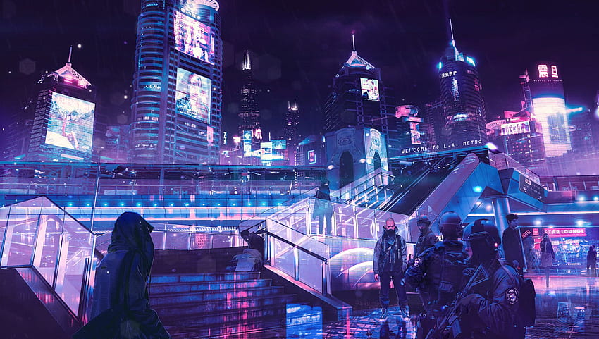 Cyberpunk Neon City, Künstler, , , Hintergrund und Japan Neon City HD-Hintergrundbild