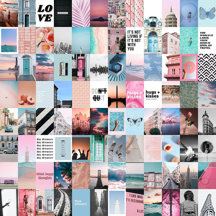 Collage de pared de sueños de día enviado por correo 50 100, Tablero de visión fondo de pantalla del teléfono
