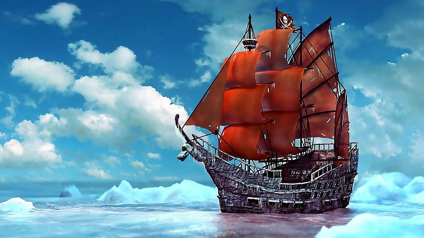 Piratenschiff Eis Schnee Schiff Schiffe Boot Boote Piraten Ozean Meer Fantasie. HD-Hintergrundbild