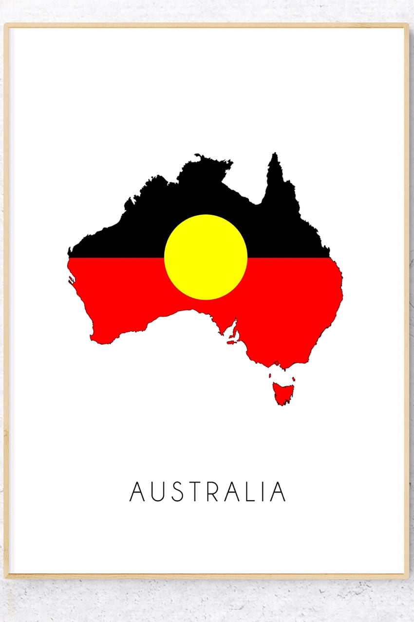 Аборигенско знаме на карта на Австралия. Печат на карта, надпис на татуировка, Etsy HD тапет за телефон