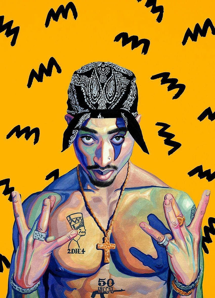 Tupac, 2Pac-Karikatur HD-Handy-Hintergrundbild