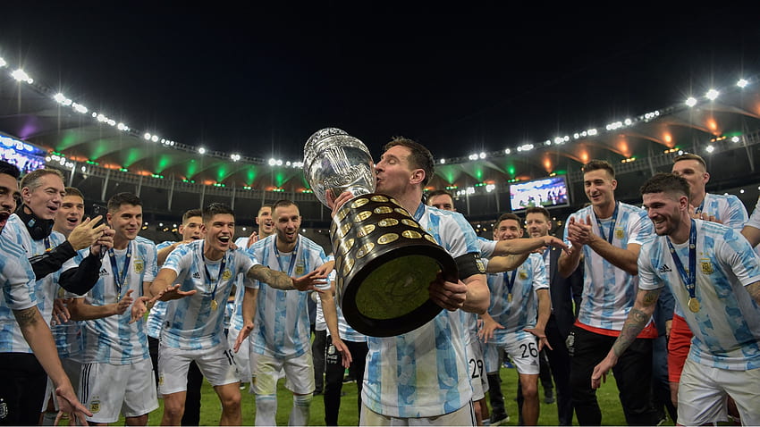Меси печели Първия международен трофей' Какъв е рекордът на аржентинеца във финалите на нокаут състезания?, Копа Америка на Аржентина HD тапет