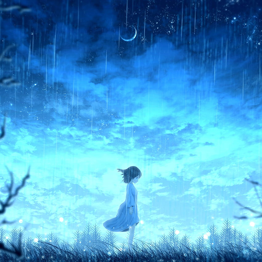 Anime Girl Night Rain iPad Pro Retina Display , , Background et, Sad Rain Anime Fond d'écran de téléphone HD