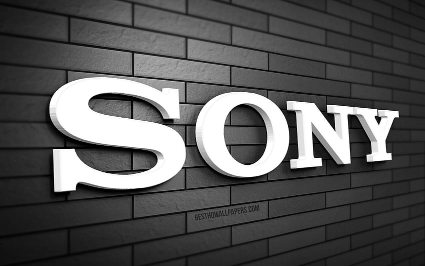 Sony 3D logo, , gray brickwall, creative, brands, Sony logo, 3D art, Sony HD wallpaper