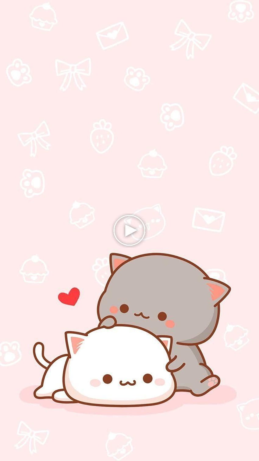 Home Screen Pink Cute Cat Cartoon wallpaper ponsel HD