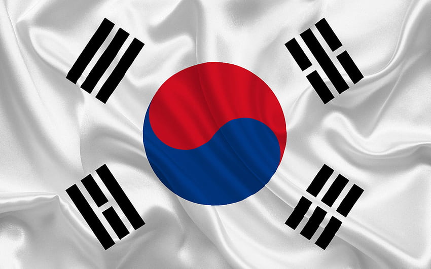 韓国の旗、アジア、韓国、絹の旗 高画質の壁紙