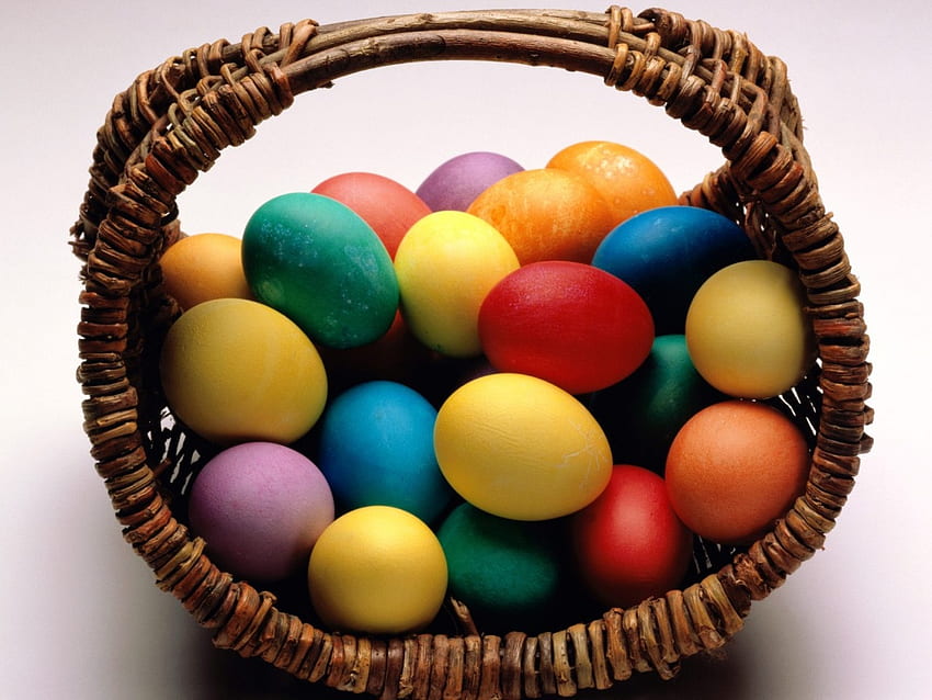 eggs_in_a_basket, basket, 3d, color, eggs HD wallpaper