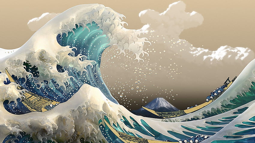 ScreenHeaven: La gran ola de las olas del océano de Kanagawa fondo de pantalla