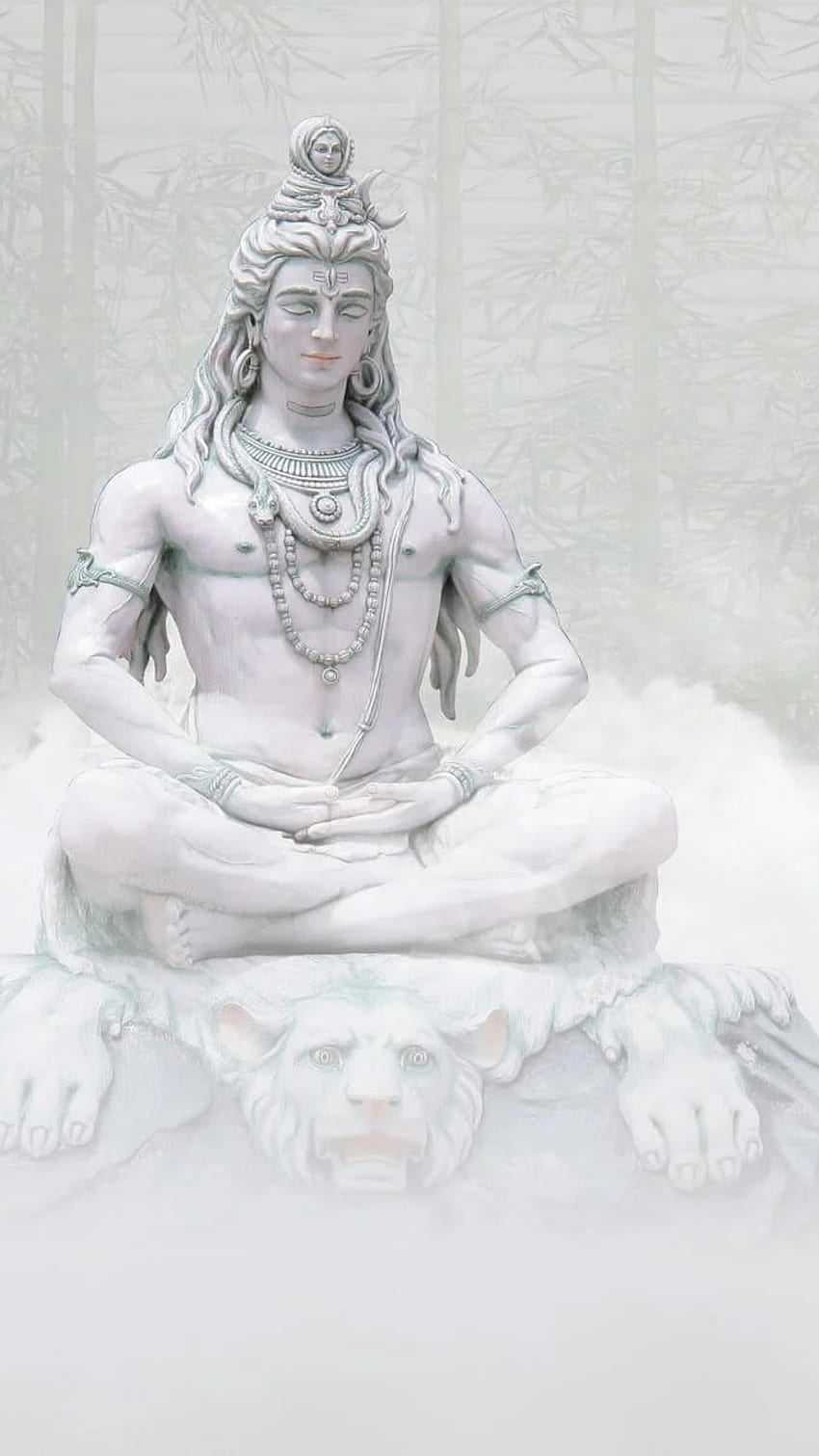 Shiva, Lord Shankar, weißer Rauchhintergrund, weißer Rauch, Hintergrund HD-Handy-Hintergrundbild