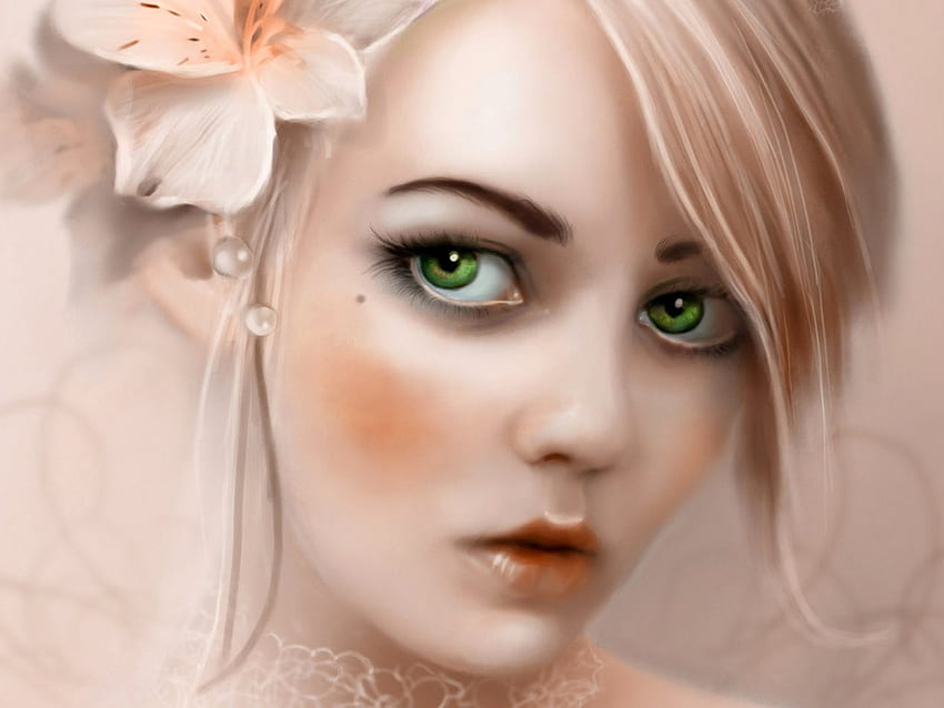 緑の目、目、顔 高画質の壁紙