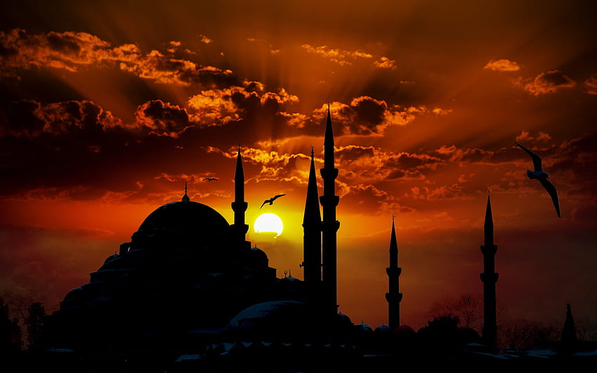 Mosque, Architecture, Sunset, Clouds, , , Background, Hqbidp, Sunset Mosque HD wallpaper