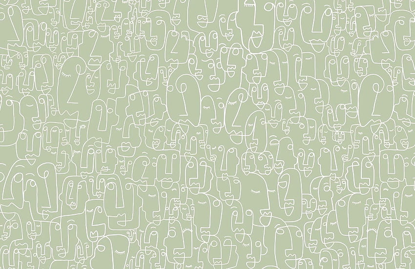 Sage & White Face Mural. Hovia. Vintage , Abstract design, Aesthetic, Sage Green Laptop HD wallpaper