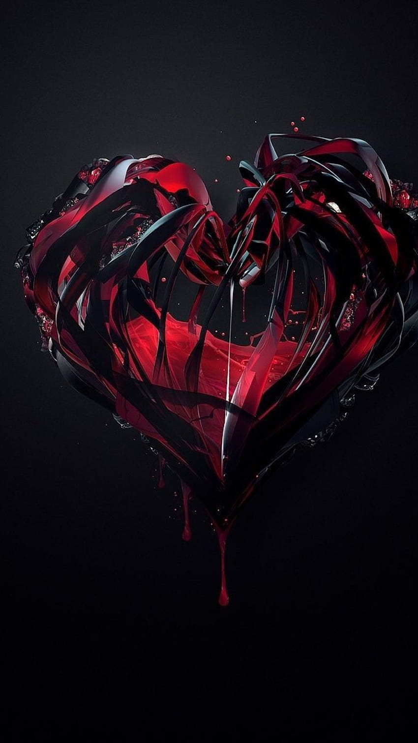Gebrochenes Herz, rotes Herz HD-Handy-Hintergrundbild