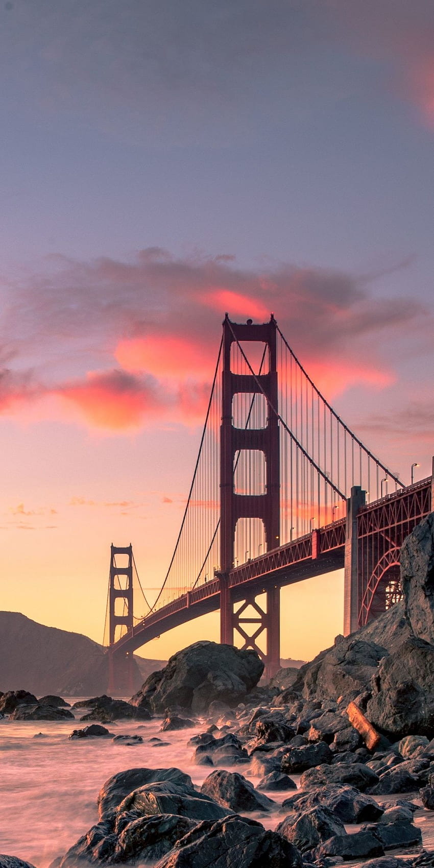 Zachód słońca, most, Golden Gate Bridge, architektura, . Grafiki San Francisco, podróże po San Francisco, miasto, San Francisco iPad Tapeta na telefon HD