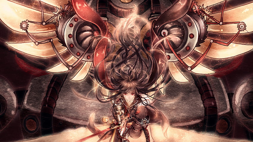 Steampunk, anime girl, artwork , , Dual Wide, 16:9 HD wallpaper
