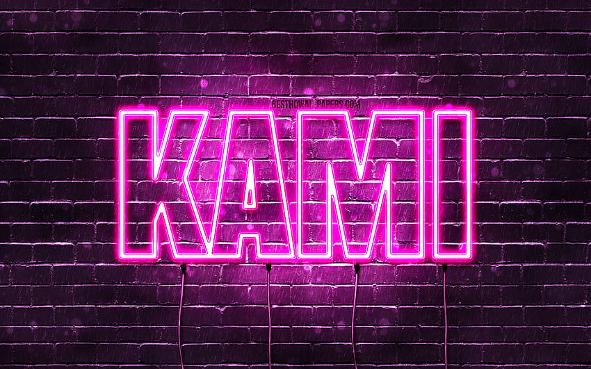 Happy Birtay Kami, , pink neon lights, Kami name, creative, Kami Happy Birtay, Kami Birtay, popular japanese female names, with Kami name, Kami HD wallpaper