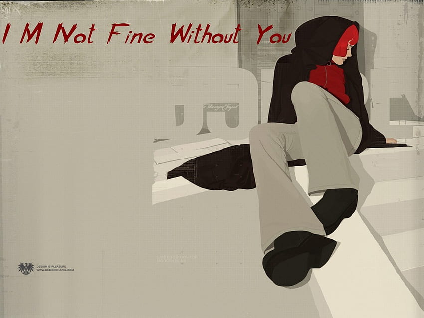 not fine without you, sad, cg, 3d, red HD wallpaper