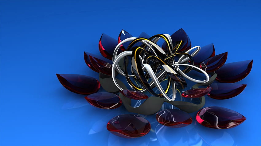 Flower, 3D, Form, Glass, Metal, Figurine HD wallpaper