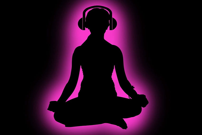 aura, balance, black, budism, headphones, listening, lotus position, Zen Lotus HD wallpaper