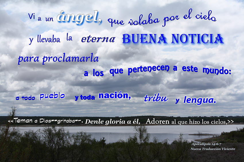 Un Ángel llevaba la Eterna Buena Noticia, облаци, небе, вода, Библия, буря HD тапет