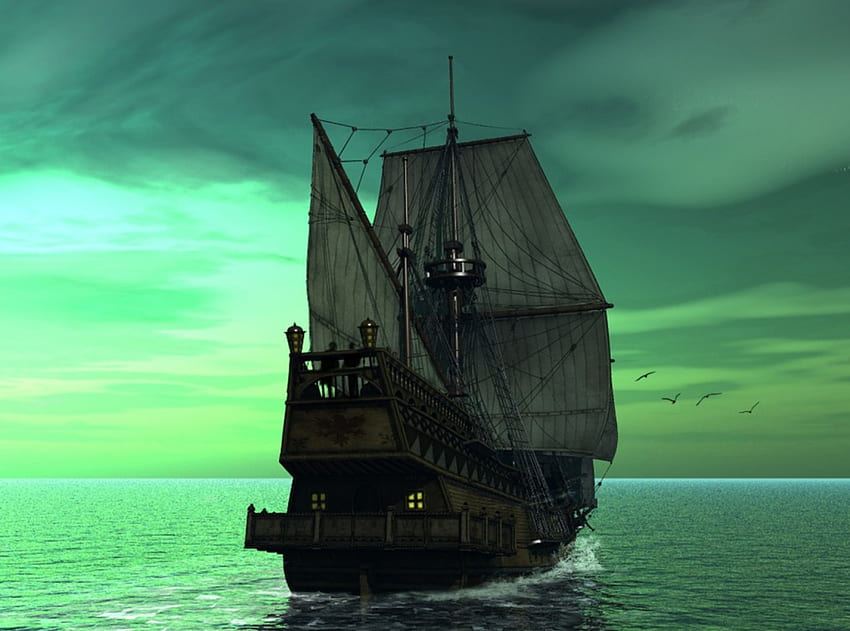 Sailboat, sea, ship, transportation HD wallpaper