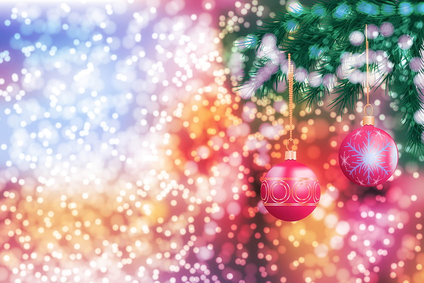 Feiertage, Neujahr, Weihnachten, Zweig, Weihnachtsschmuck, Christbaumspielzeug, Bälle HD-Hintergrundbild