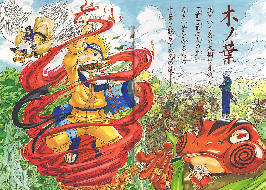 Naruto Emerges From Red Smoke, Kakashi Sakura With A Toad, Sasuke On Eagle Aiktry HD wallpaper