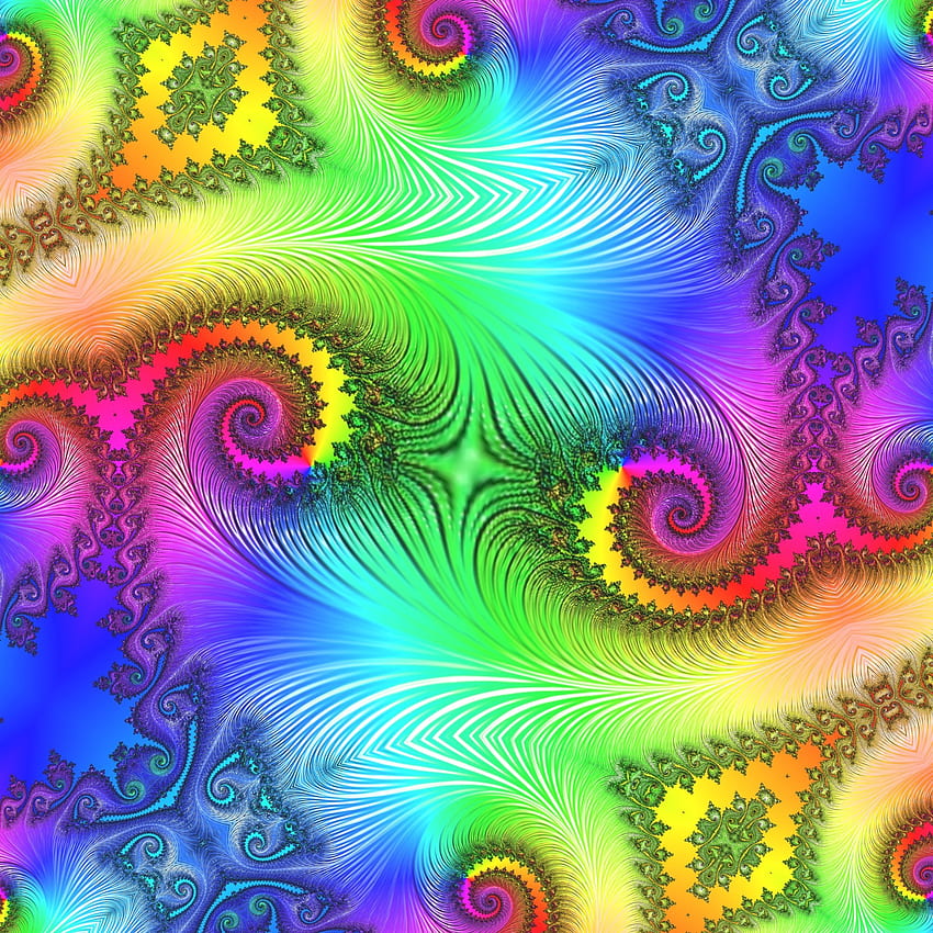 Feathered Fractal 1, rainbow, art, bright, artistic, colourful, colorful, creative HD phone wallpaper