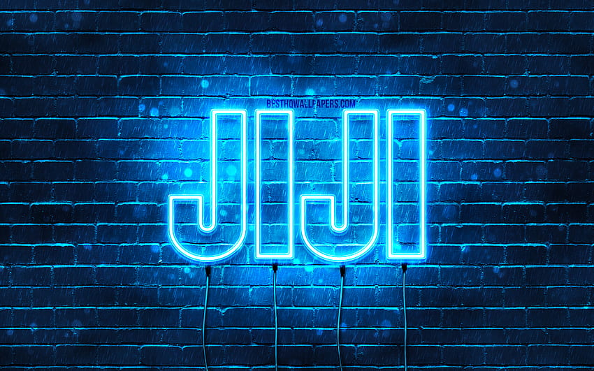 Happy Birtay Jiji, , blue neon lights, Jiji name, creative, Jiji Happy Birtay, Jiji Birtay, popular japanese male names, with Jiji name, Jiji HD wallpaper