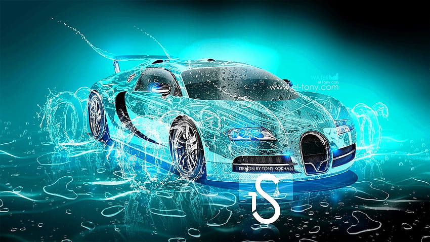 Showcase de talentos de design traz elementos sensuais fogo e água para o SEU carro 5, Neon Blue Car papel de parede HD
