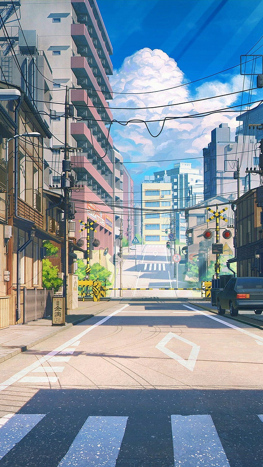 anime city street scene with a stairway leading to a restaurant, anime  background art, anime style cityscape, colorful anime movie background,  beautiful anime scenery - SeaArt AI