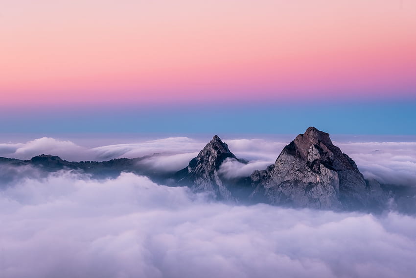 Cime, natura, cielo, montagne, nuvole, vertice, Svizzera Sfondo HD