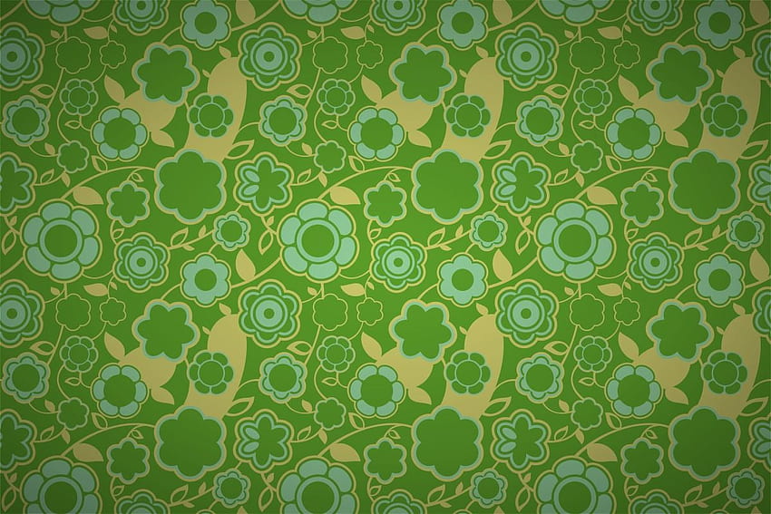 motifs floraux intenses rétro, vert islamique Fond d'écran HD