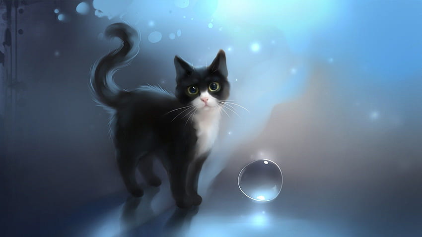 Dibujo de gato, hermosos gatos negros fondo de pantalla