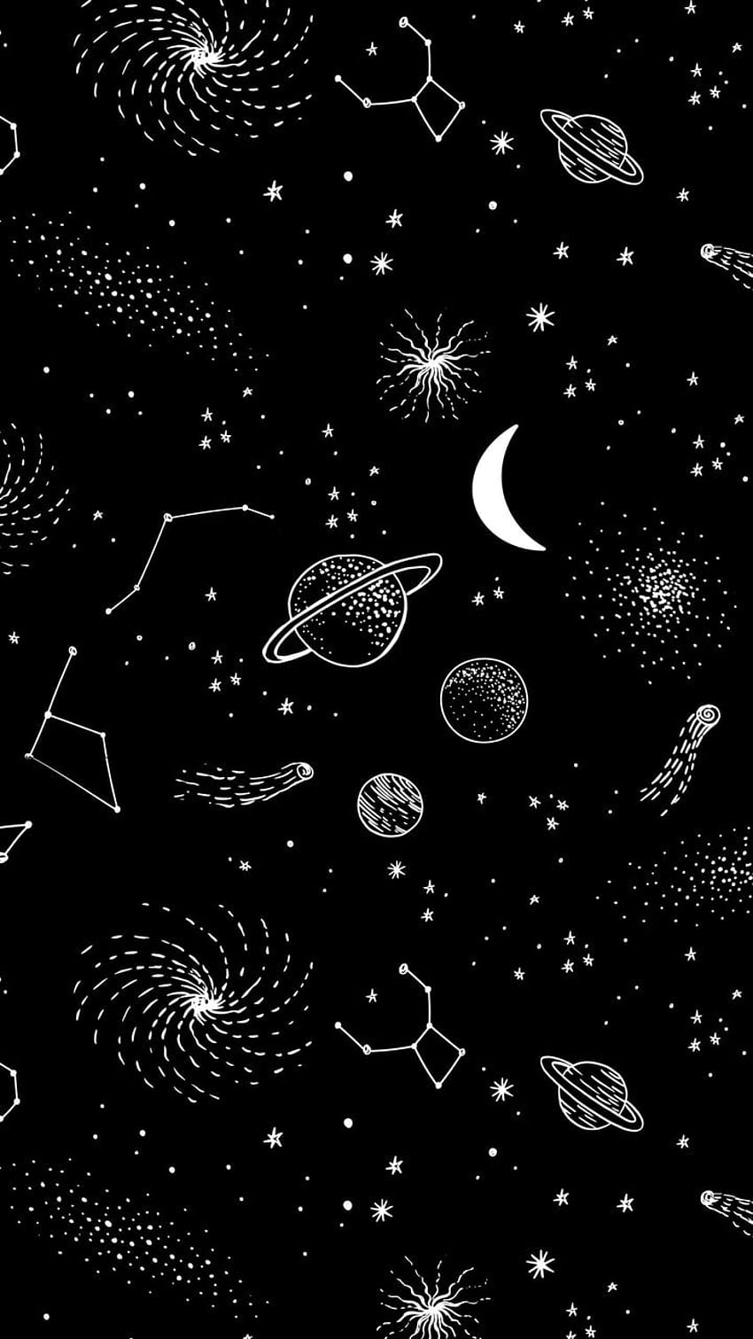 saturn and gllustration -, Black and White Saturn HD phone wallpaper