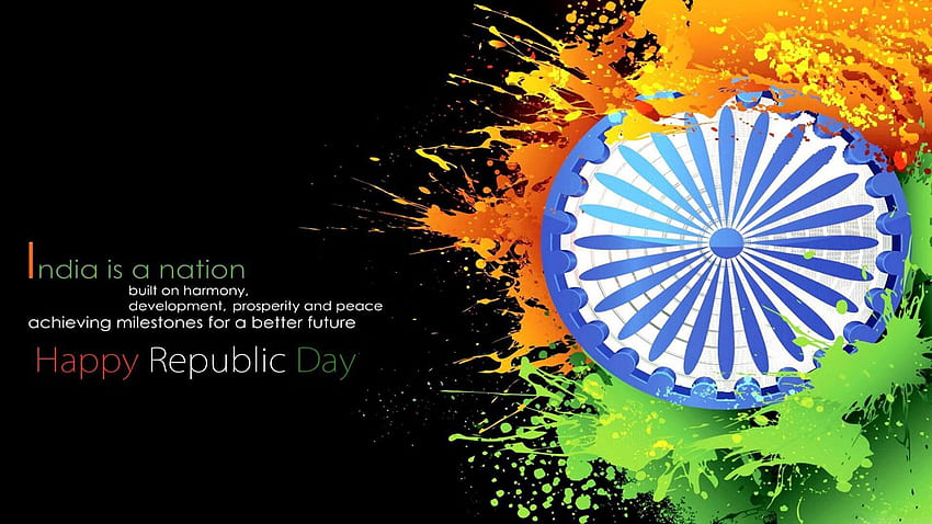 Indien ist eine Nation, die auf harmonischer Entwicklung, Wohlstand und Frieden aufgebaut ist und Meilensteine ​​für eine bessere Zukunft erreicht Tag der Republik. HD-Hintergrundbild