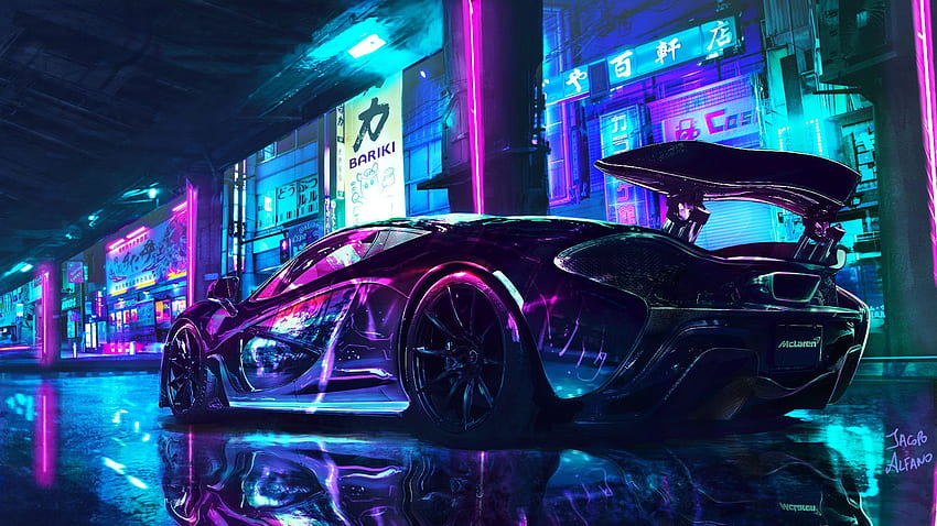 Neon-Supersportwagen, Neon-Supra HD-Hintergrundbild