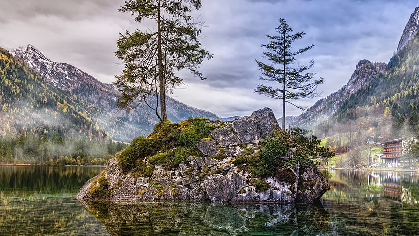 mountains, cliffs, lake, hintersee, ramsau bei berchtesgaden, germany Mountains, Lake, cliffs. , Nature ,, 3D Germany HD wallpaper