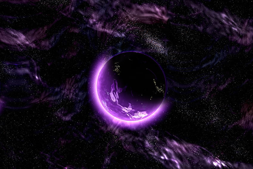 จักรวาล สีม่วง กาแล็กซี่ สีม่วง ดาวเคราะห์ วอลล์เปเปอร์ HD