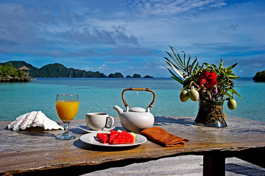 South Pacific Beach Dining, azul, isla, mar, té, tropical, cenar, exótico, paraíso, laguna, comida, pacífico sur, playa, comer, vista, islas, océano fondo de pantalla