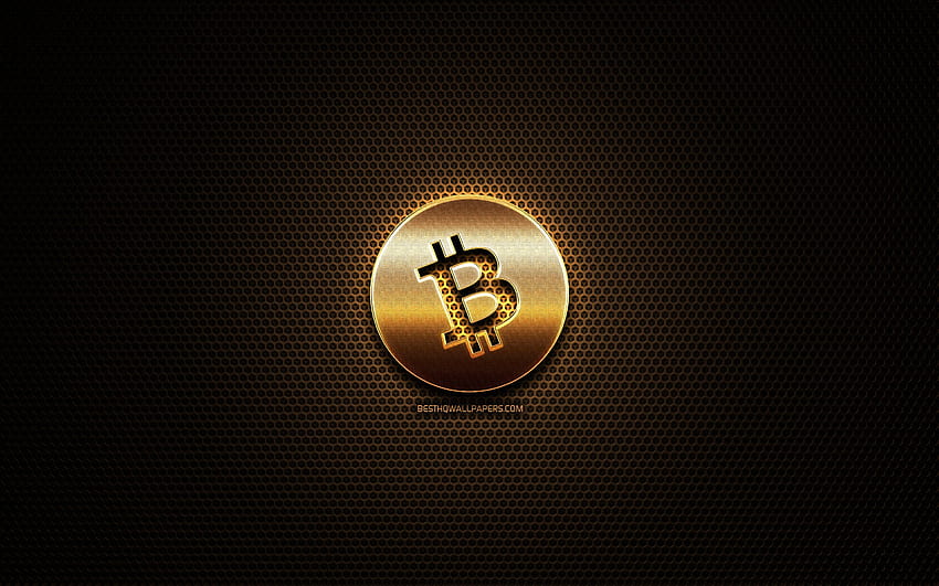 Brokatowe logo Bitcoin Cash, kryptowaluta, metalowe tło siatki, Bitcoin Cash, kreatywne znaki kryptowalut, logo Bitcoin Cash z rozdzielczością. Wysoka jakość Tapeta HD