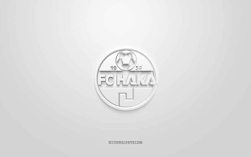 FC Haka、クリエイティブな 3D ロゴ、白背景、フィンランドのサッカー チーム、Veikkausliiga、Valkeakoski、フィンランド、サッカー、FC Haka 3 d ロゴ 高画質の壁紙
