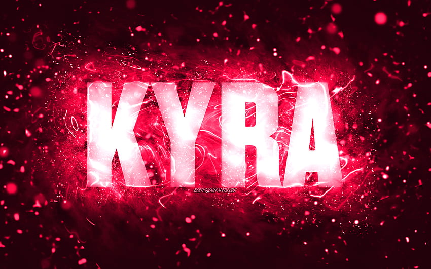 Happy Birtay Kyra, , pink neon lights, Kyra name, creative, Kyra Happy ...