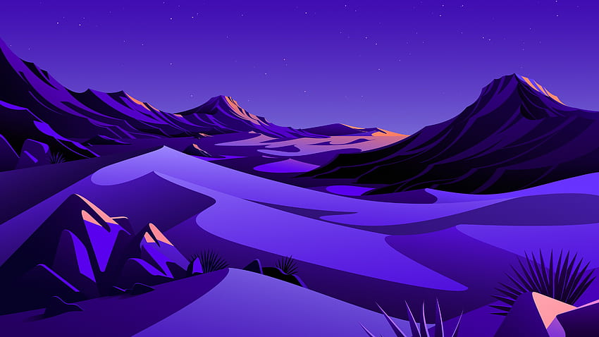 Mountains , Rocks, Night, Starry sky, Scenery, Illustration, macOS Big Sur, iOS 14, Nature HD wallpaper