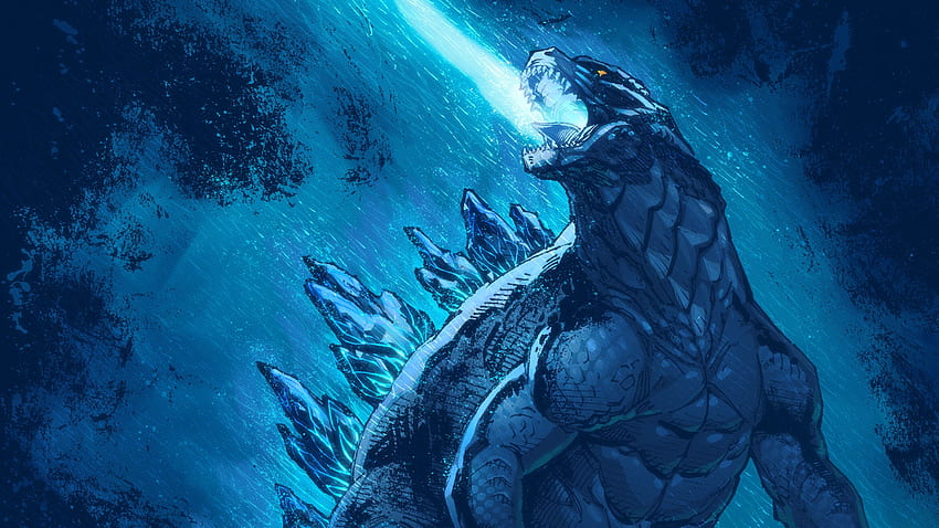 Произведения на изкуството Godzilla King Of The Monsters Laptop Full , , Background, and , Blue Godzilla HD тапет