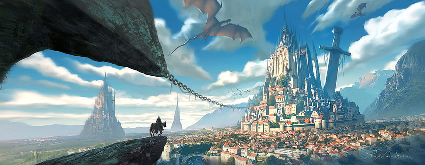 Excalibur Castle , Imaginary Landscape HD wallpaper