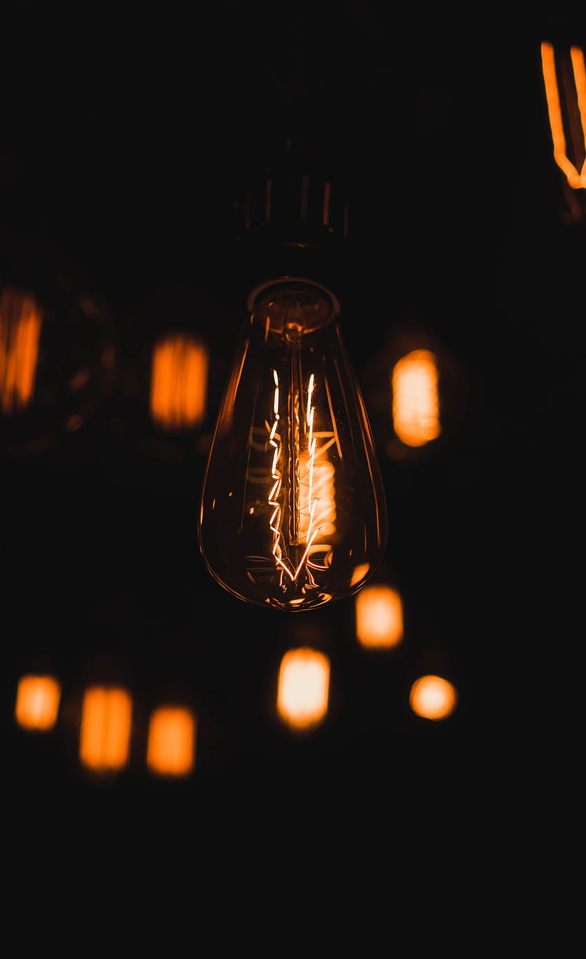 Dunkel, Glühen, Glühbirne, elektrisch, Edison-Lampe HD-Handy-Hintergrundbild