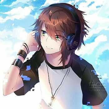anime boy headphones hoodie