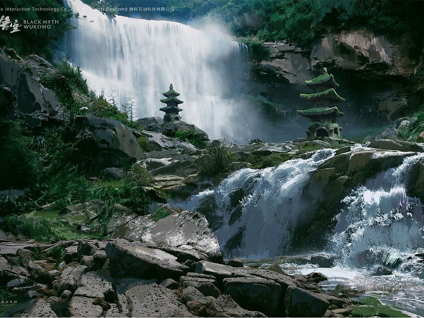 Black Myth: Wukong, River, Action Rpg Games, Sculpturewaterfall, Beautiful Environment for Ainol Novo 9 Spark HD wallpaper
